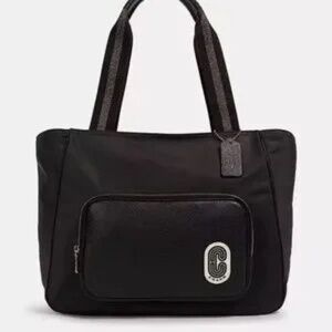 COACH court tote nylon and leather Shoulder Bag Black